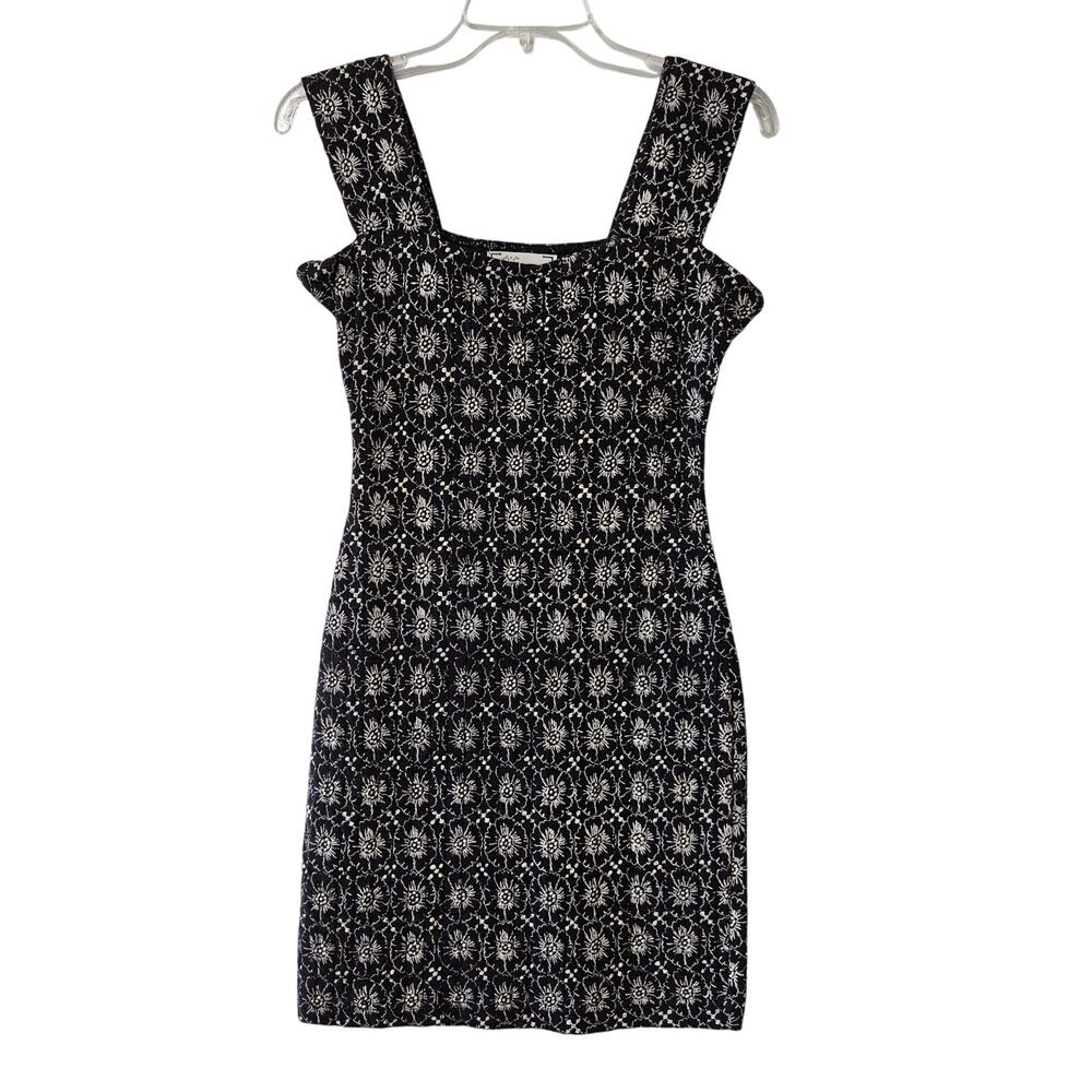 Vintage Squeeze Knits Womens Bodycon Mini Dress Black & White Small